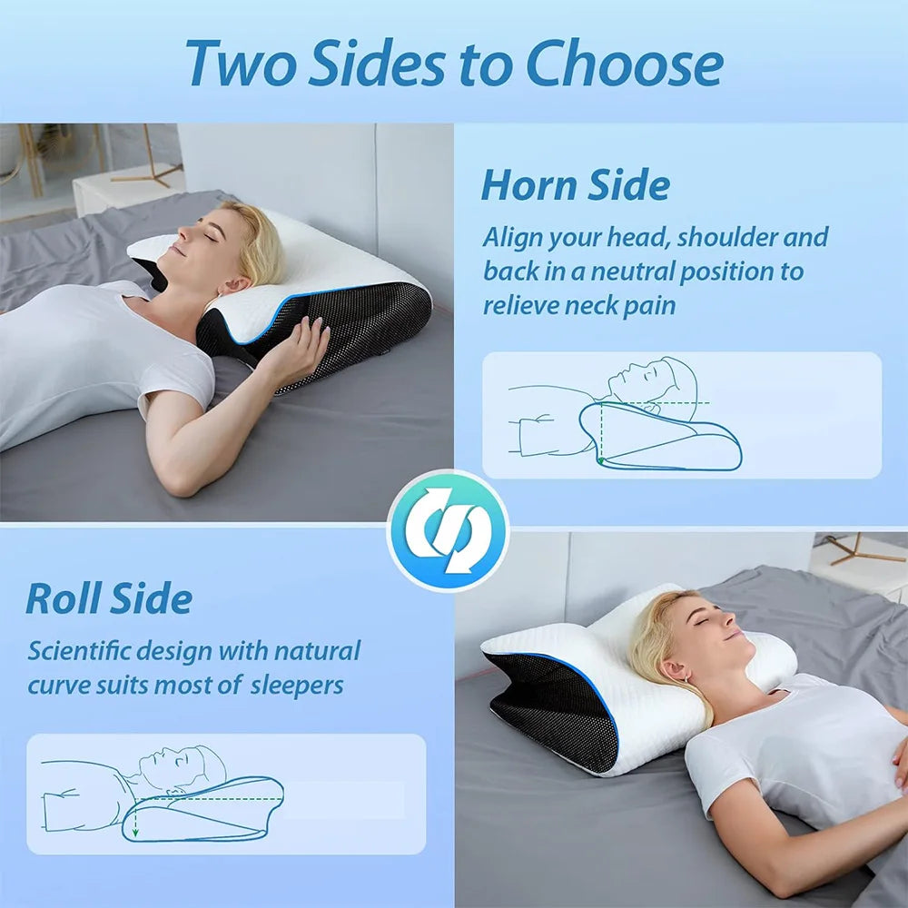 Ergonomic Memory Foam Neck Pillow – Cervical Support for Deep & Comfortable Sleep