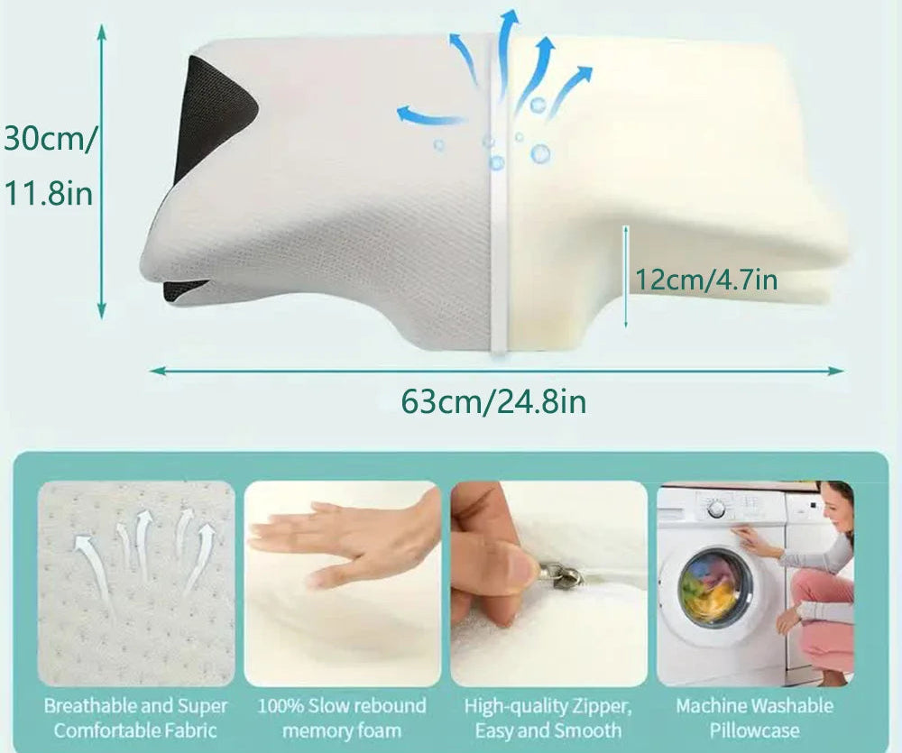 Ergonomic Memory Foam Neck Pillow – Cervical Support for Deep & Comfortable Sleep