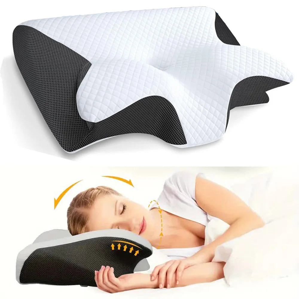 Ergonomic Memory Foam Neck Pillow – Cervical Support for Deep & Comfortable Sleep